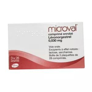 Микровал (полный аналог Микролют) Франция 0,030мг табл. №84 (28*3) курс 3 месяца!