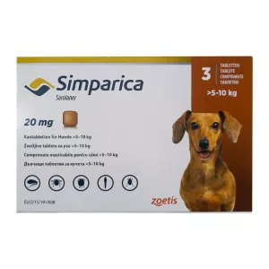 Симпарика для собак 20мг 5-10кг ГЕРМАНИЯ! таблетки для пер. пр. N3