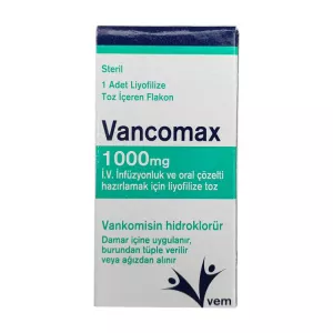 Ванкомицин Турция! Ванкомакс 1000 мг (1г) порошок лиофил. для приг. р-ра для в/в инъекц. №1